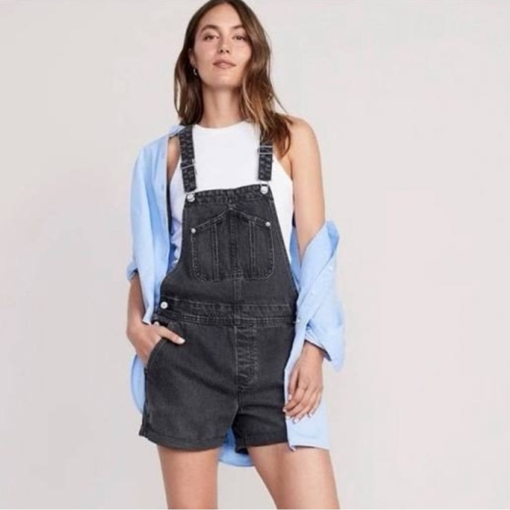 Old Navy Black Denim Overalls